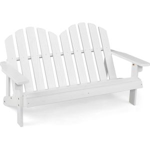 Adirondack-stoel voor kinderen, 2-zits Adirondack stoel van hout met hoge rugleuning, weerbestendige tuinstoel voor balkon, tuin en binnenplaats, wit