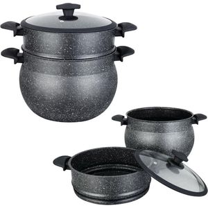 Cheffinger Couscouspan - Stoompan - 12L - Zwart - Rijst en Groentestomer - Couscoussier - Met Deksel - Inductie