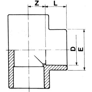 PVC T-stuk 90° 2 x Ø90 x 1¼ bi.dr PN10*