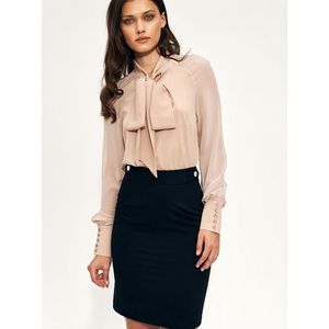 Beige Klassieke Strik Blouse