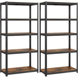 Opbergrek - Opbergrekken - Staande Planken - Set Van 2 Staande Planken - Stalen Opbergrek - Met 5 Planken - Opbergrek met 5 Planken - Grijs - 50 x 100 x 200 cm