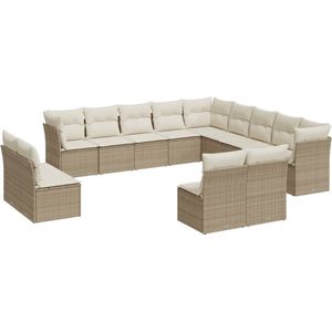 vidaXL 12-delige Loungeset Beige met Kussens