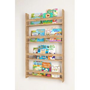 Boekenkast Kind - Boekenrek Kind - Boekenrek Kinderkamer - Kinderboekenkast - Montessori Boekenkast - Met 4 Planken - 120x74 cm - MDF Pijnboom