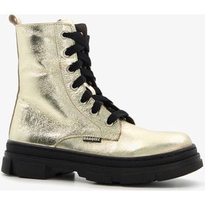 Braqeez leren meisjes veterboots goudkleurig - Maat 38