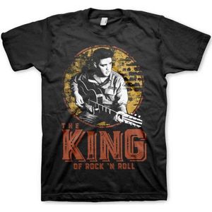 Elvis Presley Heren Tshirt -S- The King Of Rock 'n Roll Zwart
