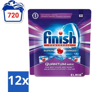 Finish Powerball - Quantum MAX - Vaatwastabletten - Reiniging & Glans - 60 Tabletten - Voordeelverpakking - 12 stuks