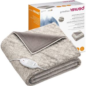 75 Cosy Nordic Elektrische Deken - Vachtlook Verwarmingsdeken met 6 Temperatuurniveaus - Machinewasbaar en Automatische Uitschakeling - Beige/Bruin