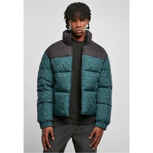 Urban Classics - AOP damast Retro Gewatteerd jack - XXL - Groen