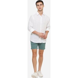 Mr Jac - Slim Fit - Heren - Korte Broek - Shorts - Garment Dyed - Pima Cotton - Donker Groen - Maat M