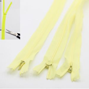 3 Verstelbare Gekleurde ONZICHTBARE/BLINDE RITSEN tot een Maximale Lengte van 60CM, Kleur LICHTGEEL