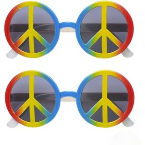 Multipak van 2x stuks peace Hippie Sixties Flower Power thema verkleed zonne/party brillen