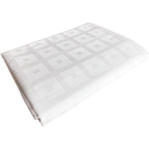 Tafelkleed Blok damast wit 120 x 300 (Hotelkwaliteit 250gr/m2) - 100% katoen