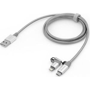 Verbatim 2-in-1 Lightning/Micro B Stainless Steel Cable 100cm Zilverkleurig