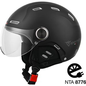 DEMM Speed Pedelec helm 2 - NTA 8776 Geschikt als Fiets Snorfiets Scooter Brommer Helm - Vespa jethelm met vizier - Volwassenen - XS - Mat Zwart - Gratis helmtas