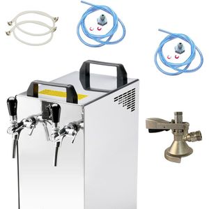 Complete set - Biertap - Kontakt 40/K 2-kraans RVS, 50 liter/u, Thuistap met membraanpomp - Beertender, Bierkoeler - met Fustkoppeling KeyKeg