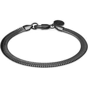 Lucleon - Heren - Roestvrij Staal Schakelarmband - Zwart