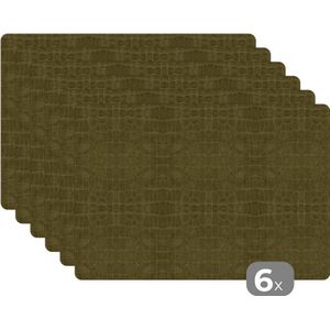 Placemat - Placemats kunststof - 45x30 cm - Inductie beschermer - Leer - Structuur - Dierenhuid - 6 stuks - Borden onderleggers antislip - Tafel decoratie - Luxe tafelversiering - Tafelmat vinyl - Bord onderlegger - Tafeldecoratie accessoires