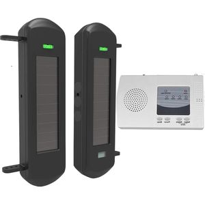 Oprit Alarm Solar Wireless Oprijlaan Alarmsysteem 800 Meter Lange Transmissiebereik 100 Meter Breed Sensor Bereik Geen Bedrading Geen Behoefte Vervangen Batterij Weerbestendige Beveiliging Perimeter Alert Systeem KIT met HTML Content Opritverklikker