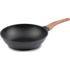 Professionele wok 30 cm, wokpan met uitstekende warmteverdeling en warmteprestaties, geraffineerde eenvoud en tijdloze elegantie, voor alle kookplaten