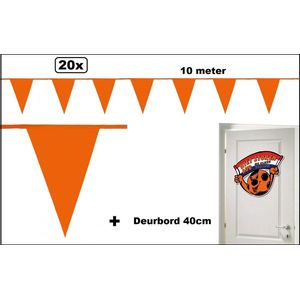 20x Vlaggenlijn oranje 10 meter + deurbord wij kijken voetbal - Holland Nederland EK sport orange festival thema feest