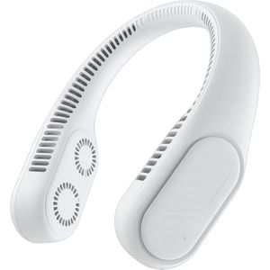 Vier Turbo Nekventilator - Persoonlijke Bladloze Oplaadbare Ventilator - Draagbare 4000mAh Batterij Ventilator met 3 Snelheden, 58 Luchtuitlaten - Wit