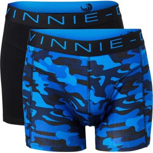 Vinnie-G Boxershorts 2-pack Black /Blue Army - Maat L - Heren Onderbroeken Zwart/Blauw/Legerprint - Geen irritante Labels - Katoen heren ondergoed