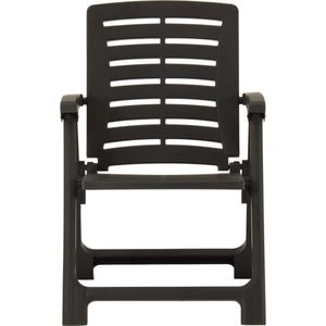 vidaXL Tuinstoelen 2 st kunststof antraciet Tuinstoel - Buitentool - Lounge Stoel - Buisthoes - Outdoor Meubilair