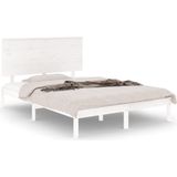 vidaXL - Bedframe - zonder - matras - massief - grenenhout - wit - 140x190 - cm