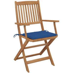The Living Store Tuinstoelen 4 st inklapbaar met kussens massief acaciahout - Tuinstoel - Acaciablad - Buitentools - Lounge Set - Tuinset