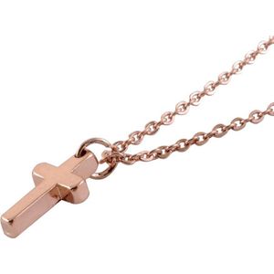 Behave Dunne ketting met hanger kruisje rosé kleur