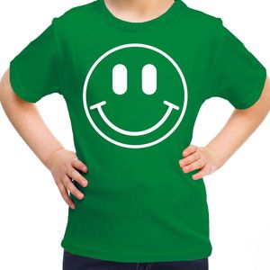 Bellatio Decorations Verkleed shirt meisjes - smiley - groen - carnaval - feestkleding voor kinderen 122/128