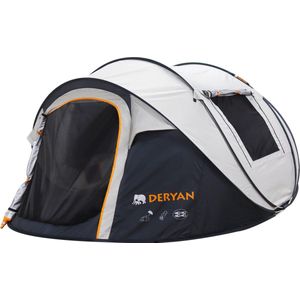 Deryan Luxe Pop Up Tent - 4 persoons - 1 Second Pop-Up - 2000MM waterkolom - Anti-UV 50+ - Cream