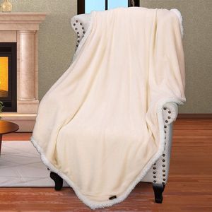 Sherpa-deken, dubbelzijdige fleece deken voor eenpersoonsbed, extra dikke warme bankdeken, behaaglijke bankdeken, alle seizoenen of woonkamerdeken, laté, 150 x 130 cm