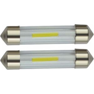 Auto LEDlamp 2 stuks | LED festoon 41mm | COB Wit 3000K | 12V 24V