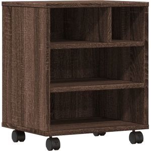 vidaXL - Printerkastje - met - wielen - 41x32x48 - cm - bruin - eikenkleurig