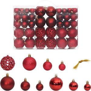 vidaXL-Kerstballen-100-st-3/4/6-cm-wijnrood