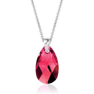 Montebello Ketting Jan DZ512 - Swarovski® Druppel - 925 Zilver Gerhodineerd - 16mm - 50cm