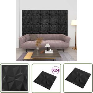The Living Store 3D Wandpanelen - EPS - 50 x 50 cm - Diamantzwart