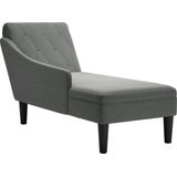 vidaXL - Chaise - longue - met - kussen - en - rechterarmleuning - stof - donkergrijs