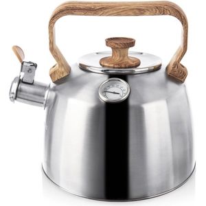 Fluitketel Edelstaal met Thermometer 3,2 l - Waterketel met Fluitje - Waterkoker