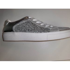 EXCLUSIEVE SUPER CONFI SNEAKERS GRIJS DAIME MET GLITTER ZILVER