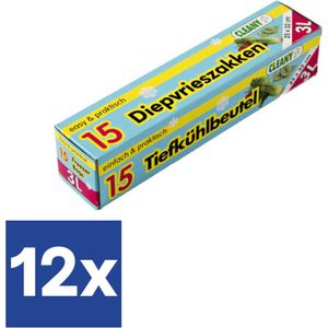 Diepvrieszakken Per 15 - 3 Liter - 25 x 32 cm x 12 - 180 Zakken - Boterhamzakje