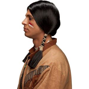 Awan Indianen Heren Pruik - Natuurlijk Zwart Haar - Authentieke Stijl