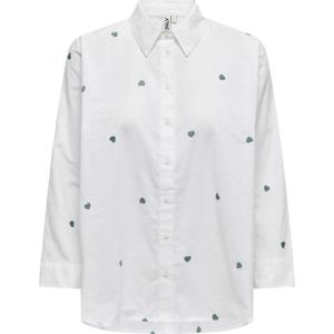Only Blouse Onlnew Lina Grace Ls Emb Shirt Noos 15283743 Bright White/sagebrush Dames Maat - L
