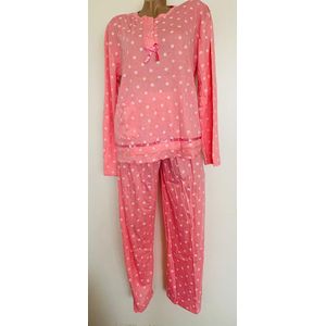 Dames pyjamaset met stippen XL wit/roze