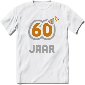 60 Jaar Feest T-Shirt | Goud - Zilver | Grappig Verjaardag Cadeau Shirt | Dames - Heren - Unisex | Tshirt Kleding Kado | - Wit - S