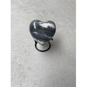 Akerz Mini Urn - grijs - wit - Hart - Aluminium - Inclusief Standaard - Graveerbaar - 80ml