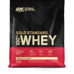 Optimum Nutrition Gold Standard 100% Whey Protein - Vanilla Ice Cream - Proteine Poeder - Eiwitshake - 4530 gram (146 servings)