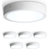 Set van 6 Indiana opbouwspots rond - 12 Watt 1160 Lumen - Wit - 6500K daglicht wit- LED downlight - IP20 stofdicht - 160mm