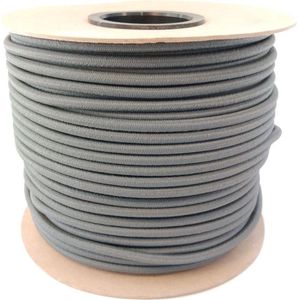 100 meter Elastisch Touw - Grijs - 8mm - elastiek op rol